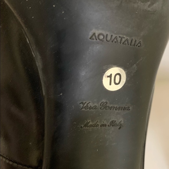 Aquatalia Black shiny Italian leather shoes lightweight platform block heel US10 - Picture 8 of 10